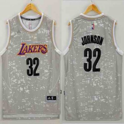 Lakers #32 Magic Johnson Grey City Light Stitched NBA Jersey