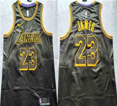 Men's Los Angeles Lakers #23 LeBron James Black Stitched Basketball Jersey