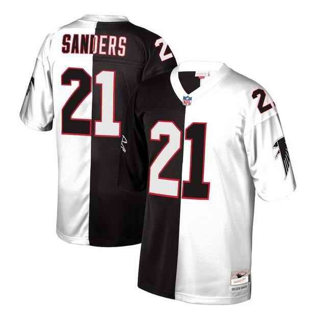 Men's Atlanta Falcons Customized Black/White Split Mitchell & Ness Stitched Jersey