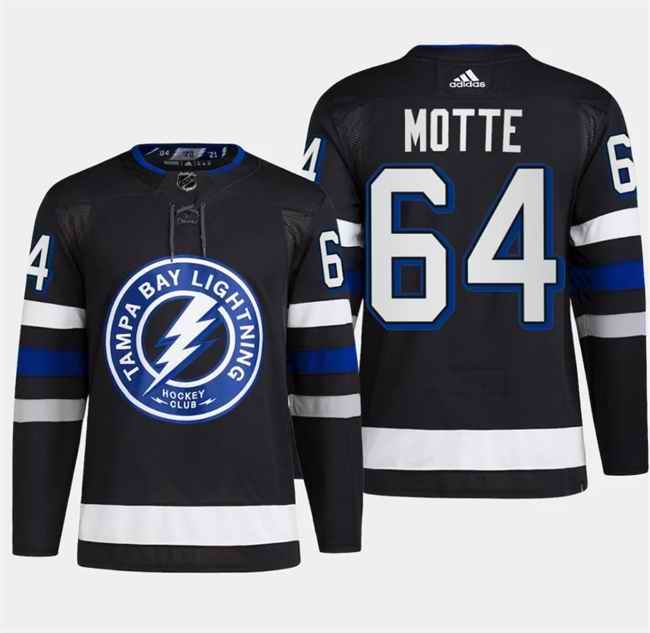 Men's Tampa Bay Lightning #64 Tyler Motte Black Alternate Premier Breakaway Stitched Jersey