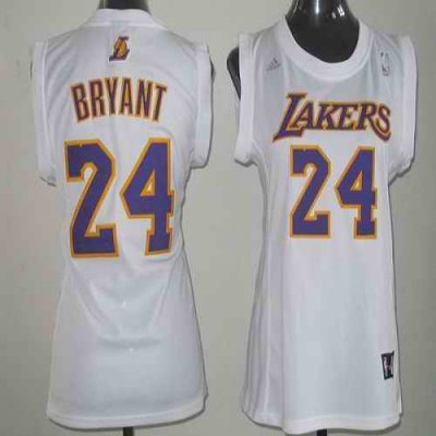 Lakers #24 Kobe Bryant White Women Fashion Stitched NBA Jersey