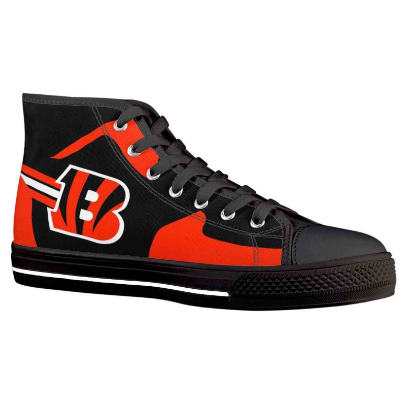 Women's Cincinnati Bengals High Top Canvas Sneakers 004