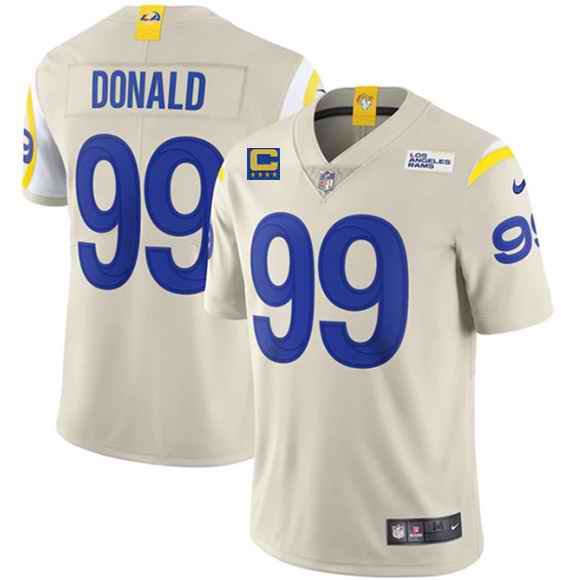 Men's Los Angeles Rams #99 Aaron Donald 2022 Bone With 4-star C Patch Vapor Untouchable Limited Stitched Jersey