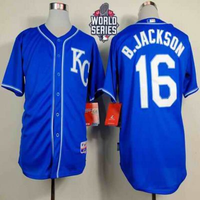 Royals #16 Bo Jackson Light Blue Alternate 2 Cool Base W/2015 World Series Patch Stitched MLB Jersey