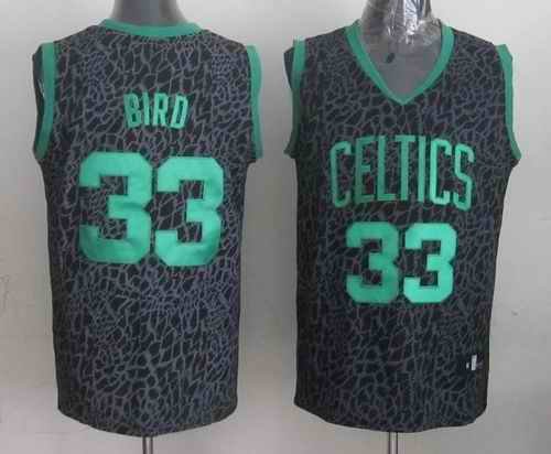 Celtics #33 Larry Bird Black Crazy Light Stitched NBA Jersey