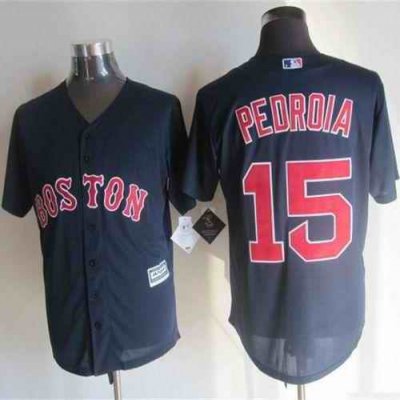 Red Sox #15 Dustin Pedroia Navy Blue New Cool Base Stitched MLB Jersey