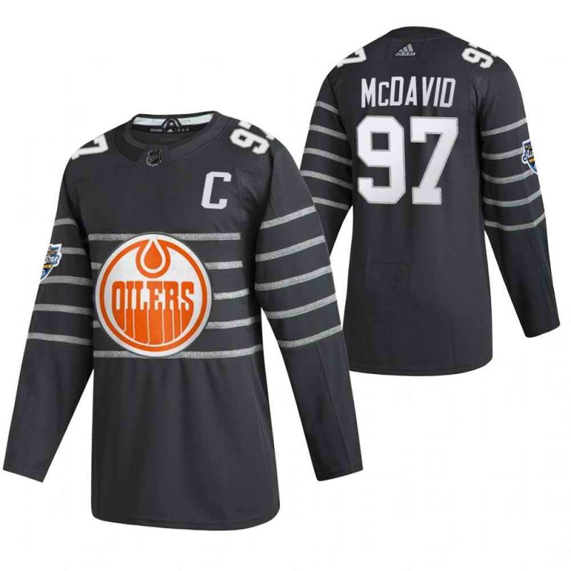 Men's Edmonton Oilers #97 Connor McDavid 2020 Grey All Star Stitched NHL Jersey