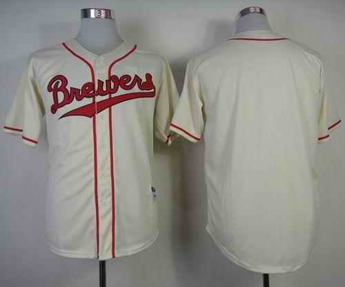 Brewers Blank Cream 1948 Turn Back The Clock Stitched MLB Jersey