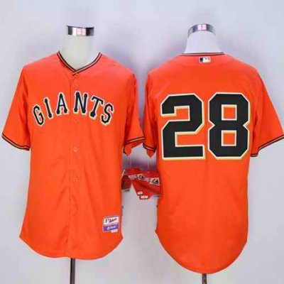 Giants #28 Buster Posey Orange Old Style Giants Stitched MLB Jersey