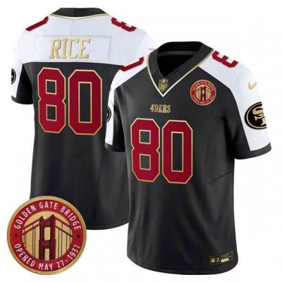 Men's San Francisco 49ers #80 Jerry Rice Balck F.U.S.E. Golden Gate Bridge Patch Alternate Vapor Limited Stitched Football Jersey