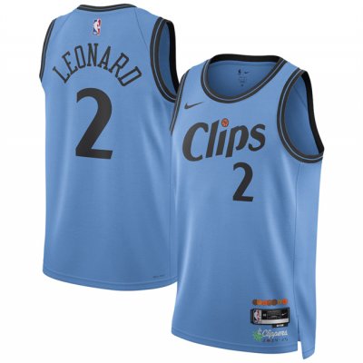 Men's Los Angeles Clippers #2 Kawhi Leonard Light Blue 2024/25 CityEdition Stitched Jersey