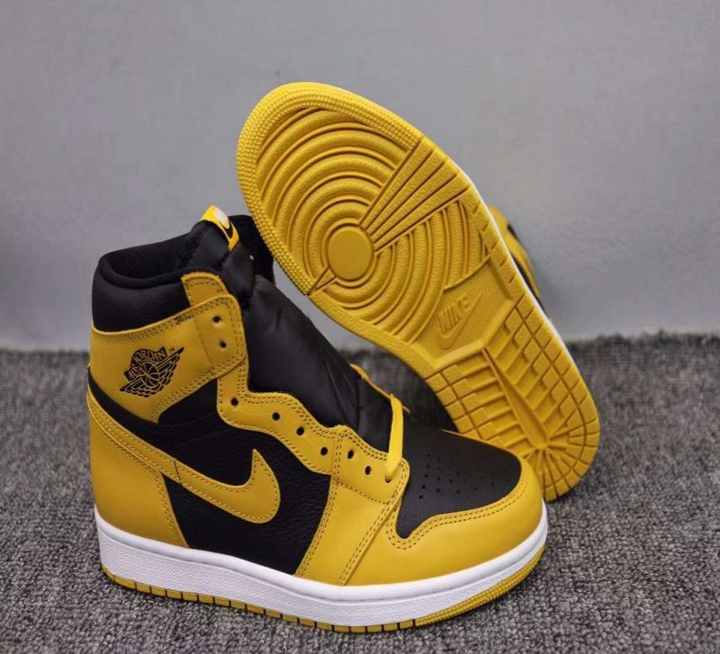 Women's Running Weapon Air Jordan 1 Black And Yellow Shoes 082