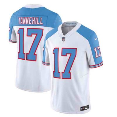 Men's Tennessee Titans #17 Ryan Tannehill White/Blue 2023 F.U.S.E. Vapor Limited Throwback Stitched Football Jersey