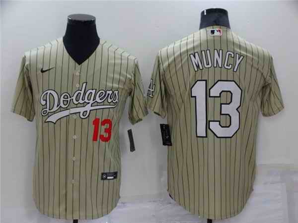 Men's Los Angeles Dodgers #13 Max Muncy Cream Throwback Stitched Baseball Jersey