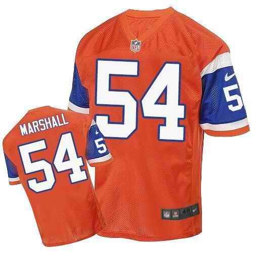 Nike Broncos #54 Brandon Marshall Orange Throwback Men's Stitched NFL Elite Jersey