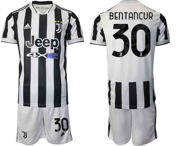 Men's Juventus #30 Rodrigo Bentancur White/Black Home Soccer Jersey Suit