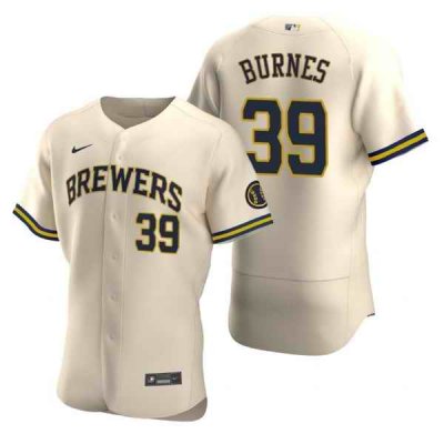 Men's Milwaukee Brewers #39 Corbin Burnes Cream Flex Base Stitched MLB Jersey