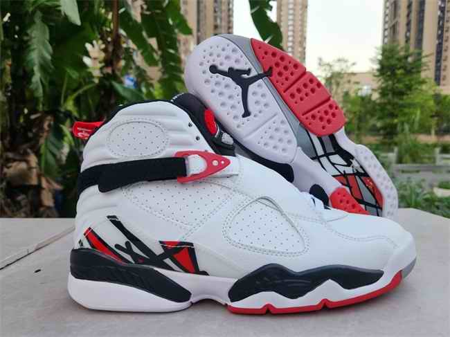 Men's Running Weapon Air Jordan 8 Shoes White/Red/Black 0011