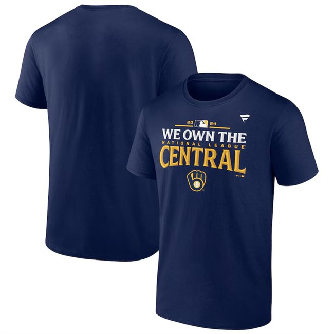 Men's Milwaukee Brewers Navy 2024 NL Central Division Champions Locker Room T-Shirt