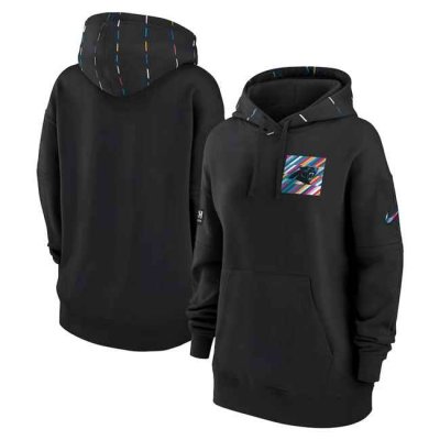 Women's Carolina Panthers Black 2023 Crucial Catch Club Pullover Hoodie(Run Small)