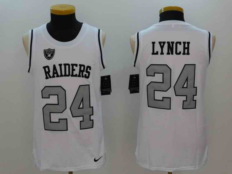 Men's Nike Oakland Raiders #24 Marshawn Lynch White Stitched NFL Limited Tank Top Jersey