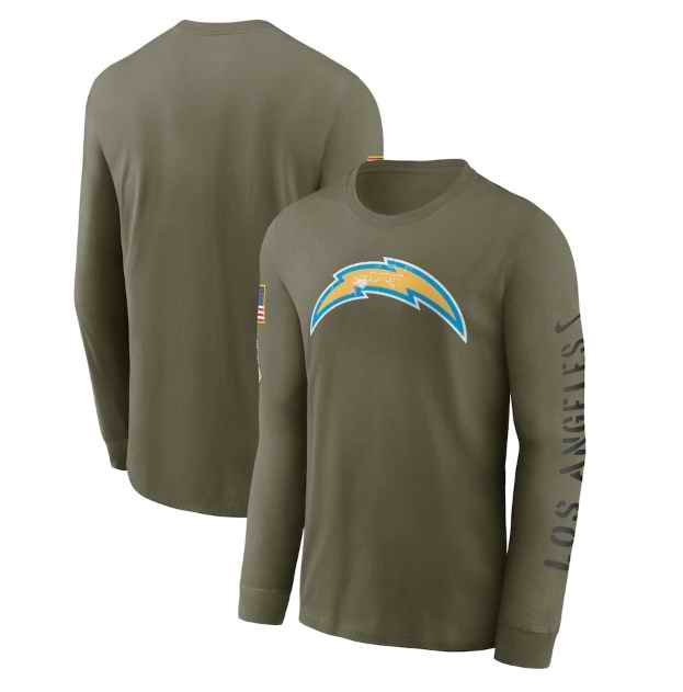 Men's Los Angeles Chargers Olive 2022 Salute to Service Long Sleeve T-Shirt