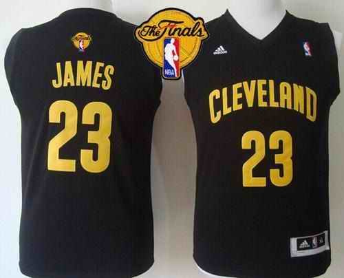 Revolution 30 Cavaliers #23 LeBron James Black The Finals Patch Stitched Youth NBA Jersey