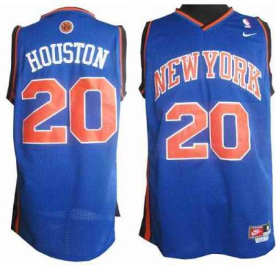 Knicks #20 Allan Houston Blue Throwback Stitched NBA Jersey