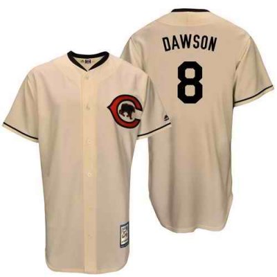 Mitchell And Ness Cubs #8 Andre Dawson Cream Throwback Stitched MLB Jersey