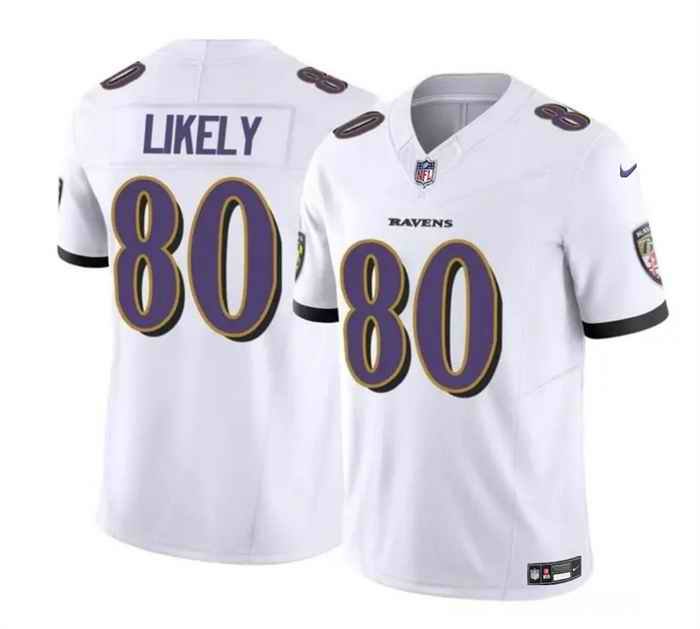 Men's Baltimore Ravens #80 Isaiah Likely White 2023 F.U.S.E. Vapor Limited Football Jersey