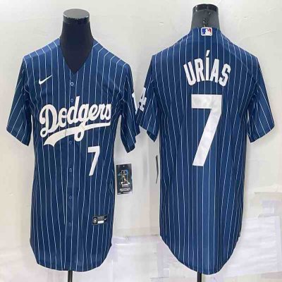 Men's Los Angeles Dodgers #7 Julio Urias Navy Cool Base Stitched Baseball Jersey