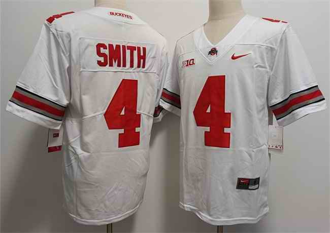 Men's Ohio State Buckeyes #4 Jeremiah Smith White Limited Stitched Jersey