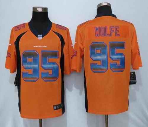 Nike Broncos #95 Derek Wolfe Orange Team Color Men's Stitched NFL Limited Strobe Jersey