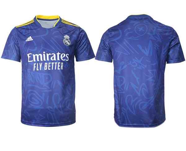 Men's Real Madrid 2021/22 Blue Away Soccer Jersey