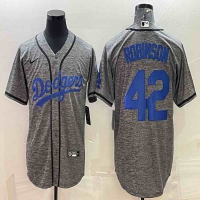 Men's Los Angeles Dodgers #42 Jackie Robinson Grey Cool Base Stitched Jersey