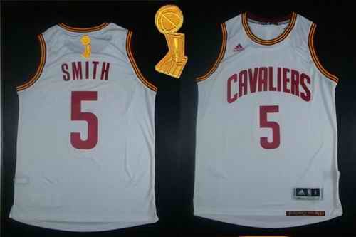 Revolution 30 Cavaliers #5 J.R. Smith White The Champions Patch Stitched NBA Jersey