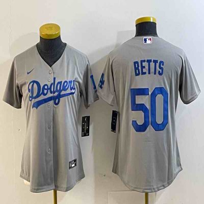 Youth Los Angeles Dodgers #50 Mookie Betts Grey Stitched Baseball Jersey