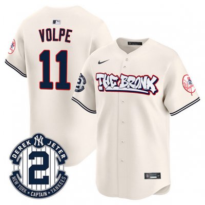 Men's New York Yankees #11 Anthony Volpe Cream The Bronx Graffiti V2 Vapor Limited Stitched Baseball Jersey