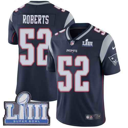 Men's New England Patriots #52 Elandon Roberts  Navy Blue Super Bowl LIII Vapor Untouchable Limited Stitched NFL Jersey