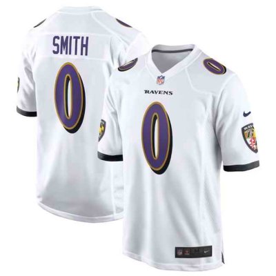 Men's Baltimore Ravens #0 Roquan Smith White Game Football Jersey