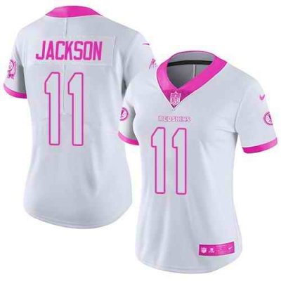 Nike Redskins #11 DeSean Jackson White/Pink Women's Stitched NFL Limited Rush Fashion Jersey