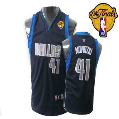 Mavericks 2011 Finals Patch #41 Dirk Nowitzki Dark Blue Stitched Youth NBA Jersey