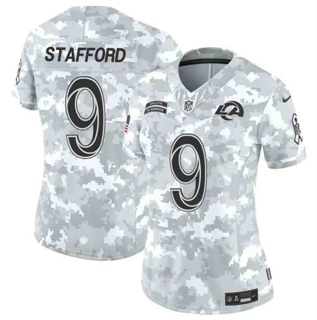 Women's Los Angeles Rams #9 Matthew Stafford 2024 F.U.S.E Arctic Camo Salute to Service Limited Stitched Football Jersey(Run Small)