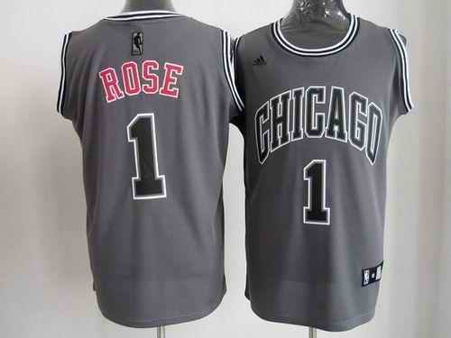 Bulls #1 Derrick Rose Grey Graystone II Fashion Stitched NBA Jersey