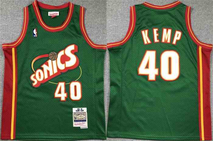 Youth Oklahoma City Thunder #40 Shawn Kemp Green Stitched Basketball  Jersey