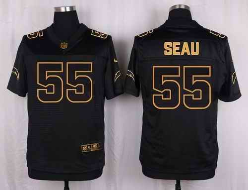 Nike Chargers #55 Junior Seau Black Men's Stitched NFL Elite Pro Line Gold Collection Jersey