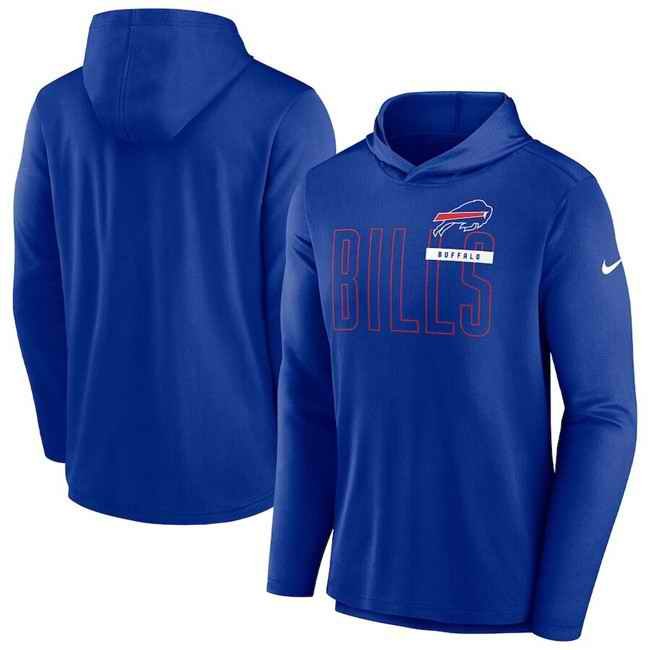 Men's Buffalo Bills Royal Lightweight Performance Hooded Long Sleeve T-Shirt