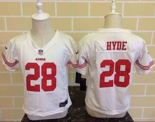 Toddler Nike 49ers #28 Carlos Hyde White Stitched NFL Elite Jersey