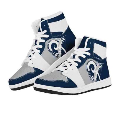 Women's Los Angeles Rams High Top Leather AJ1 Sneakers 001