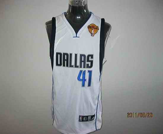 Mavericks 2011 Finals Patch #41 Dirk Nowitzki White Stitched NBA Jersey